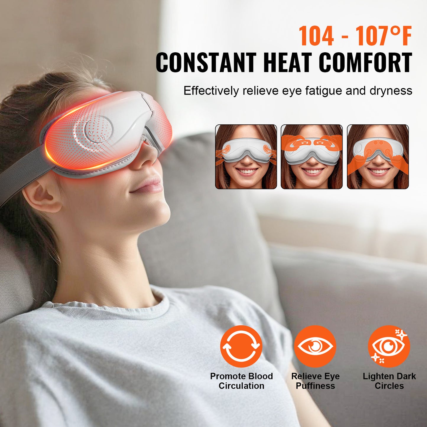 FrostGlow Dream Spa eye massager worn, heated eye therapy