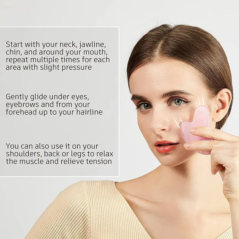FrostGlow Rose Quartz Gua Sha & Roller Set — Cooling Crystal Sculpt