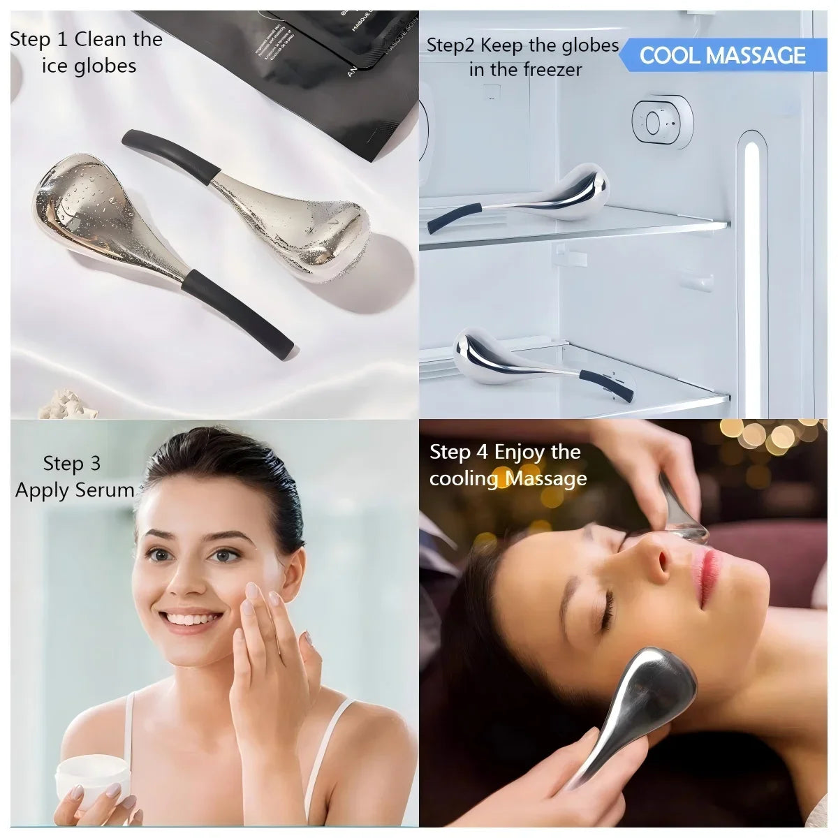 FrostGlow Cryo Cooling Globes — Stainless Ice Facial Sticks