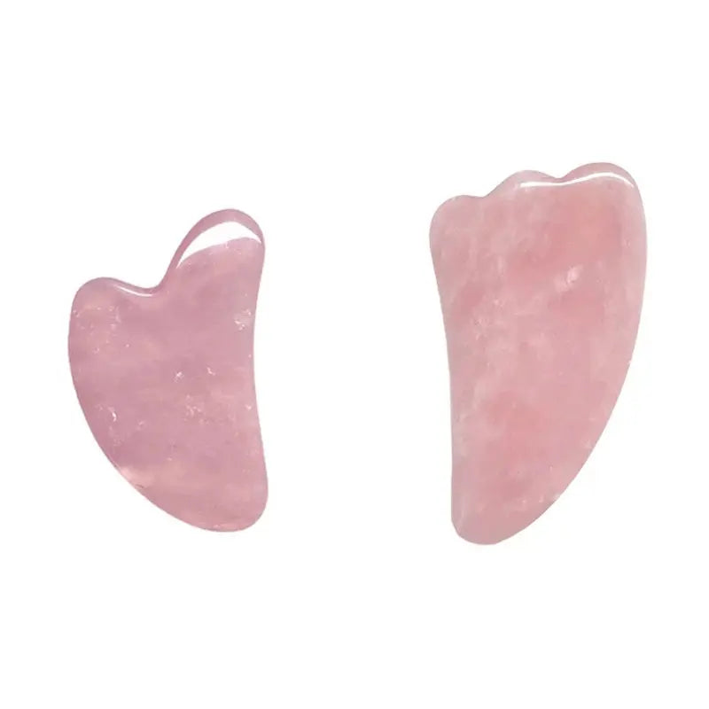 FrostGlow Rose Quartz Gua Sha & Roller Set — Cooling Crystal Sculpt